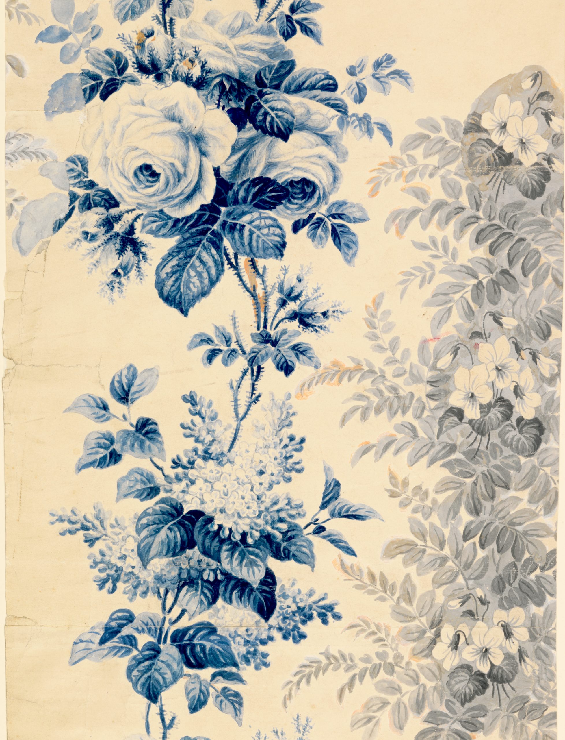 Faded Blue Roses Wallpaper Junk Journal Page