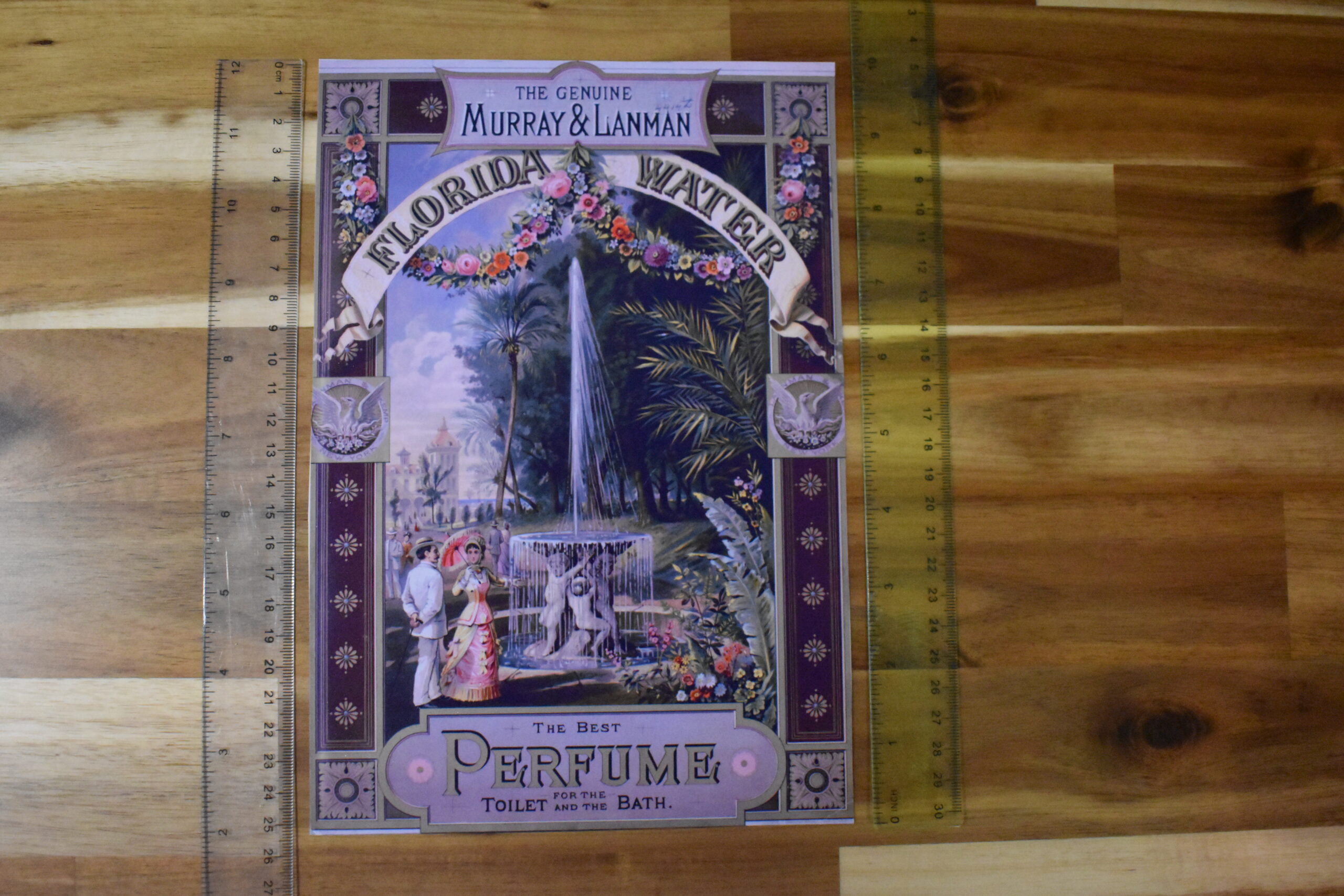 Murray and Lanman Florida Water Best Perfume for Toilet and Bath Victorian Trade Card w/Sample - Image 2