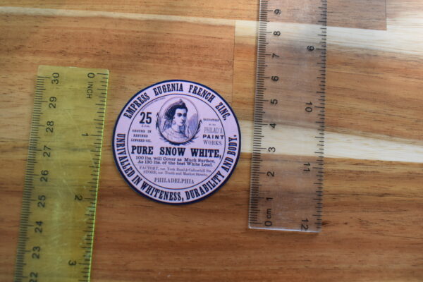 Empress Eugenia French Zinc Pure Snow White Philadelphia Paint Label w/Sample - Image 2