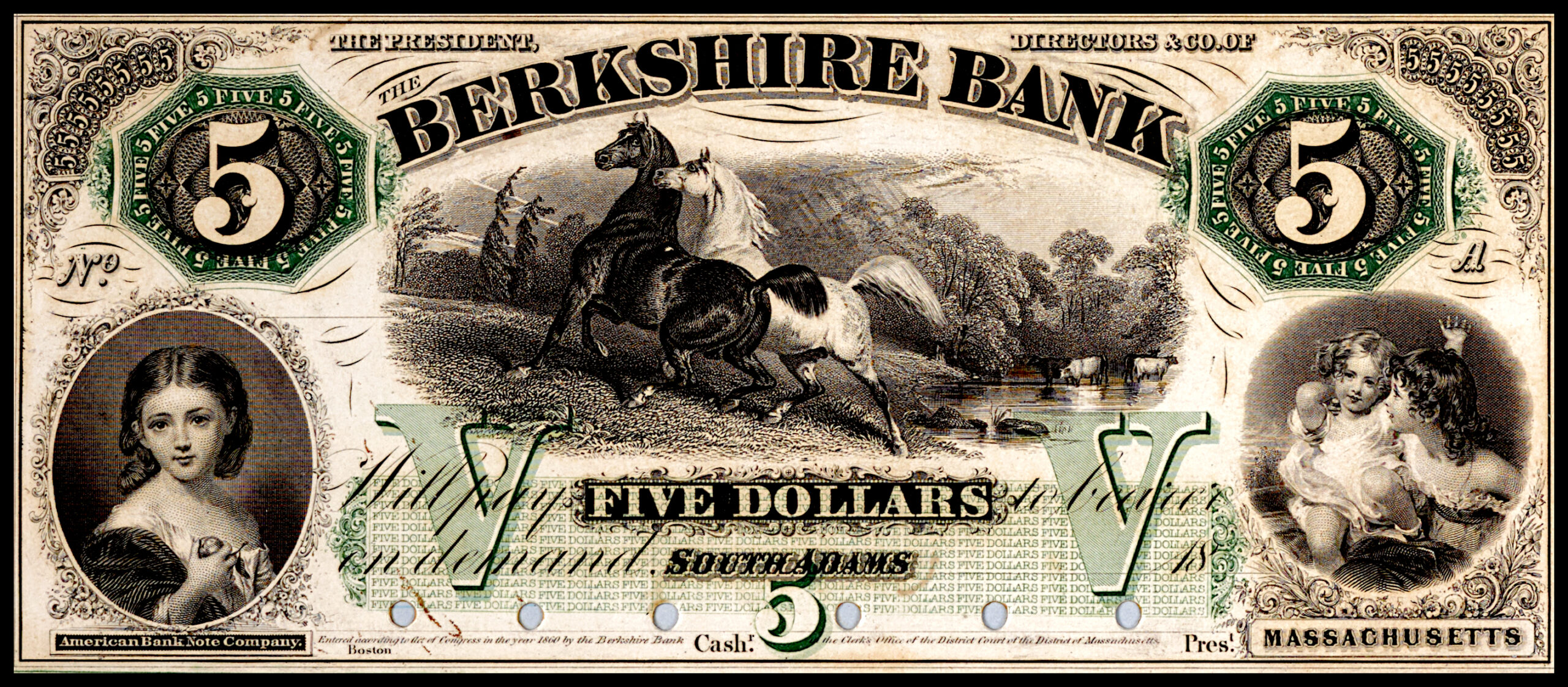 Berkshire Bank $5 Note w/Sample