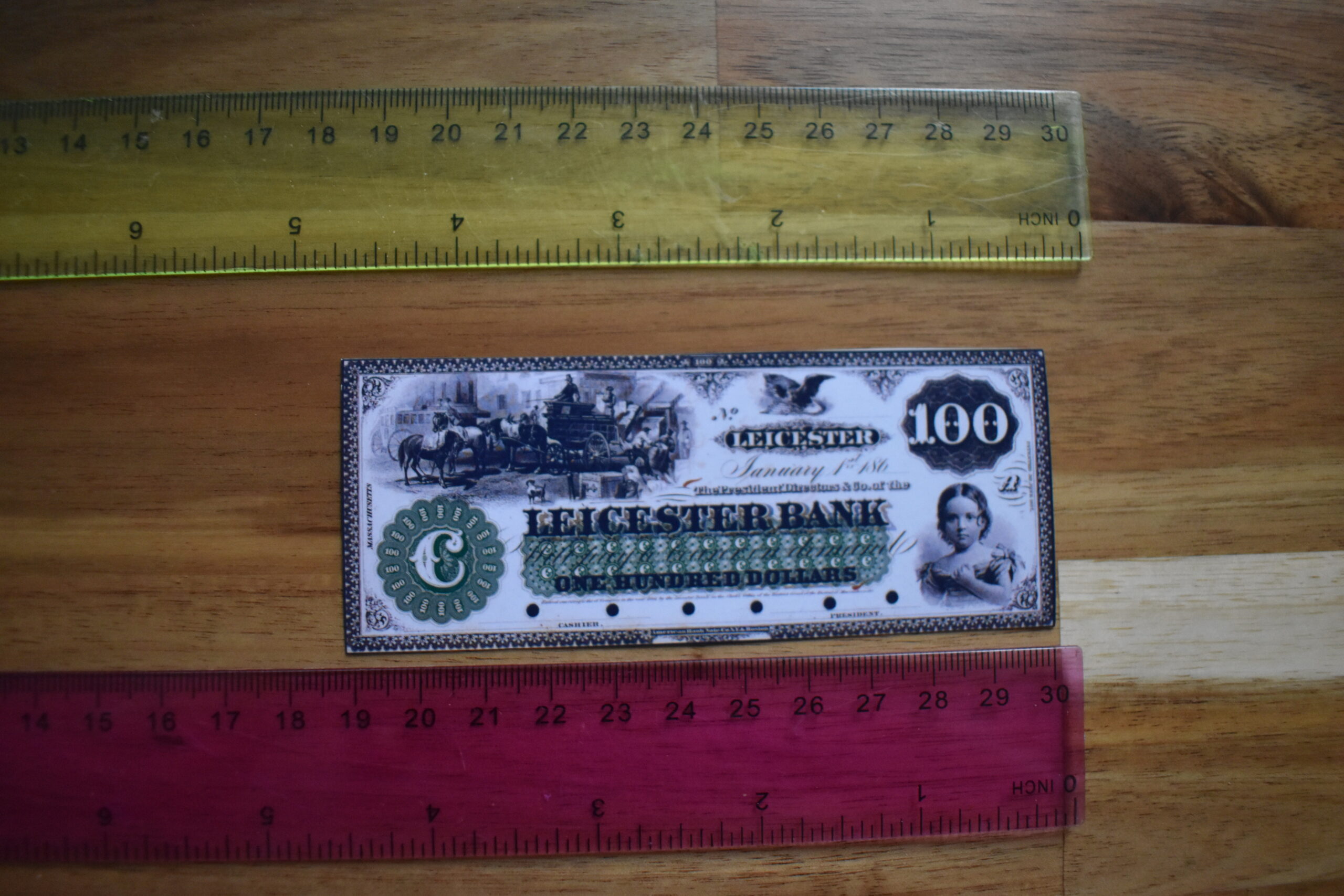 Leicester Bank $100 Note w/Sample - Image 2