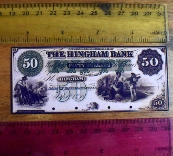 Hingham Bank $50 Note w/Sample - Image 2