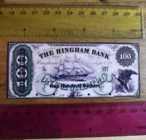 Hingham Bank $100 Note w/Sample - Image 2