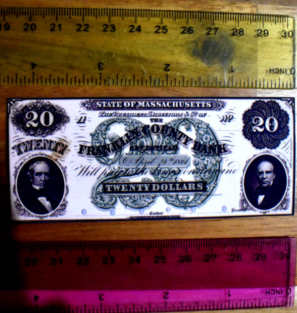 Franklin County Bank $20 Note w/Sample - Image 2