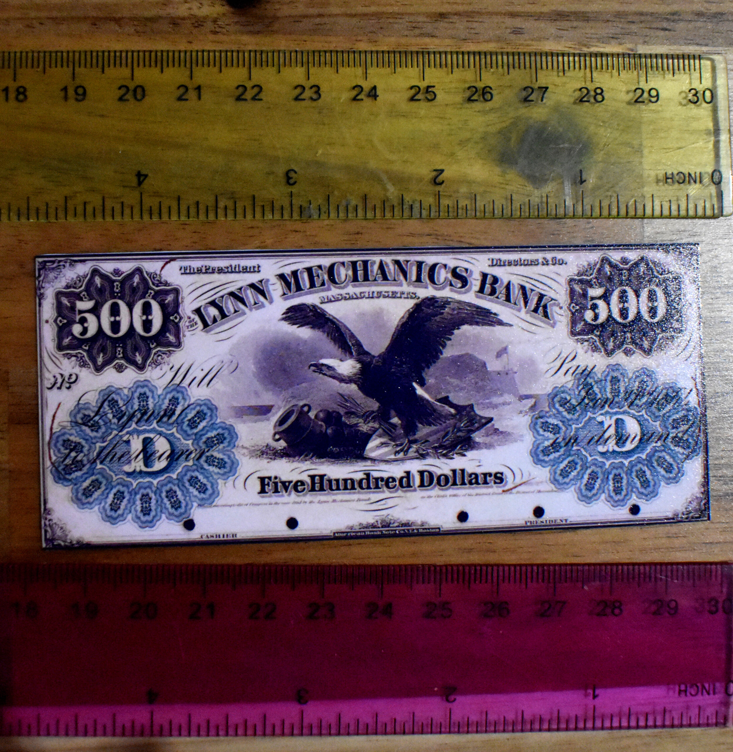 Lynn Mechanics Bank $500 Note w/Sample - Image 2