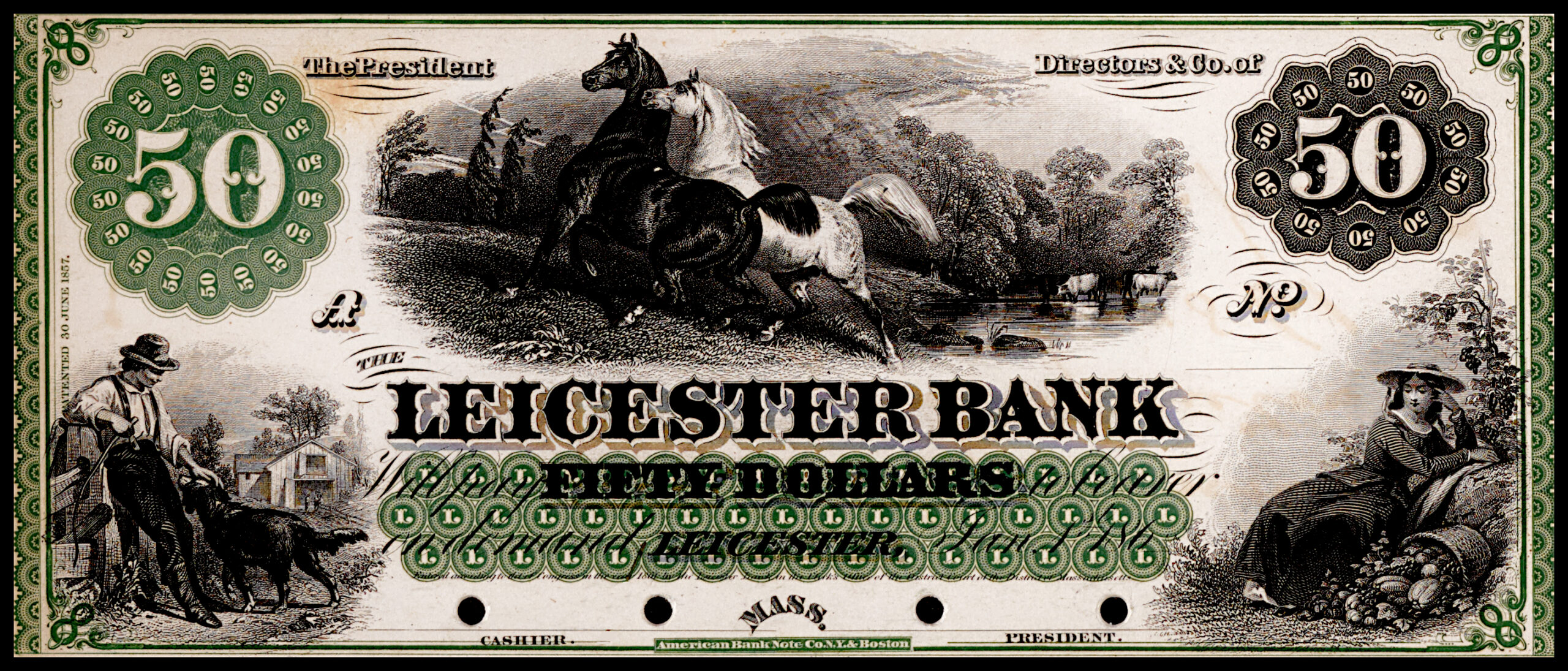 Leicester Bank $50 Note w/Sample
