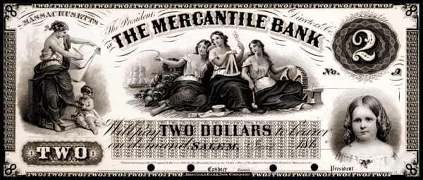 Mercantile Bank $2 Note w/Sample