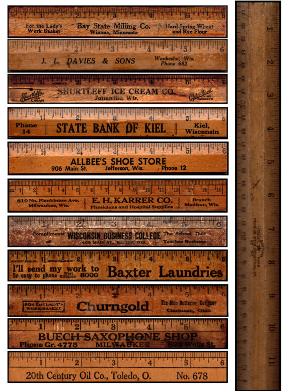 Antique Six Inch Ruler 10 Piece Ephemera Page