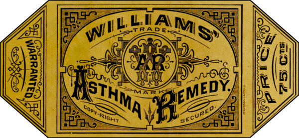 Williams 75 Cent Asthma Remedy Label