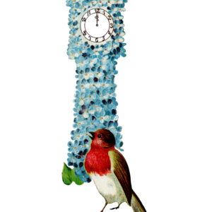 Flower Petal Clock with Bird Die Cut Victoriana