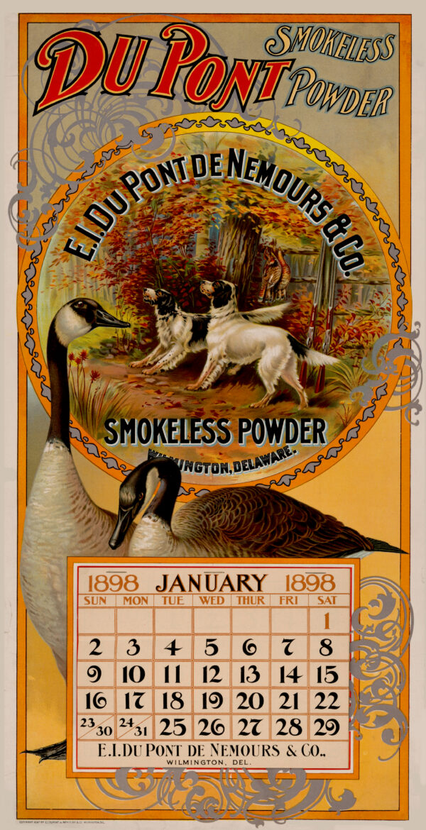 Du Pont de Nemours Smokeless Powder Wilmington Delaware Victorian Calendar