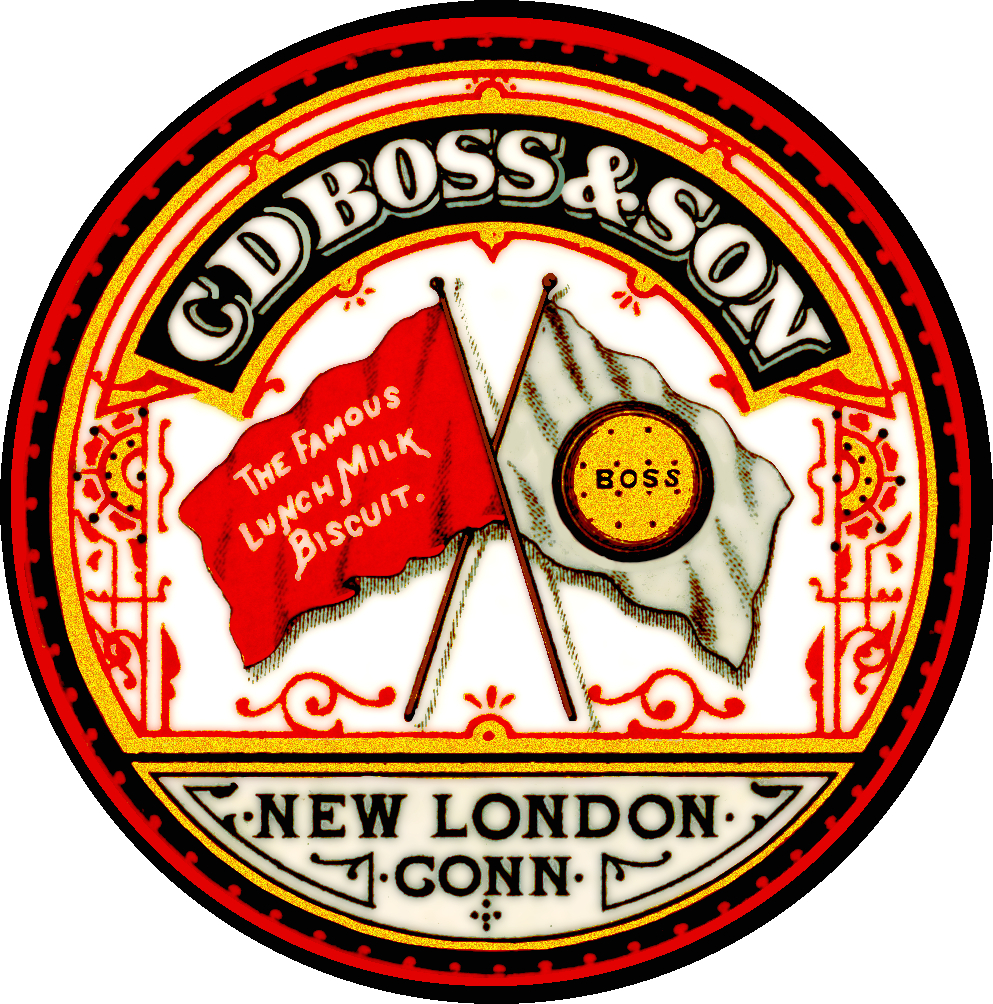 CD Boss and Son The Famous Lunch Milk Biscuit New London Connecticut Label