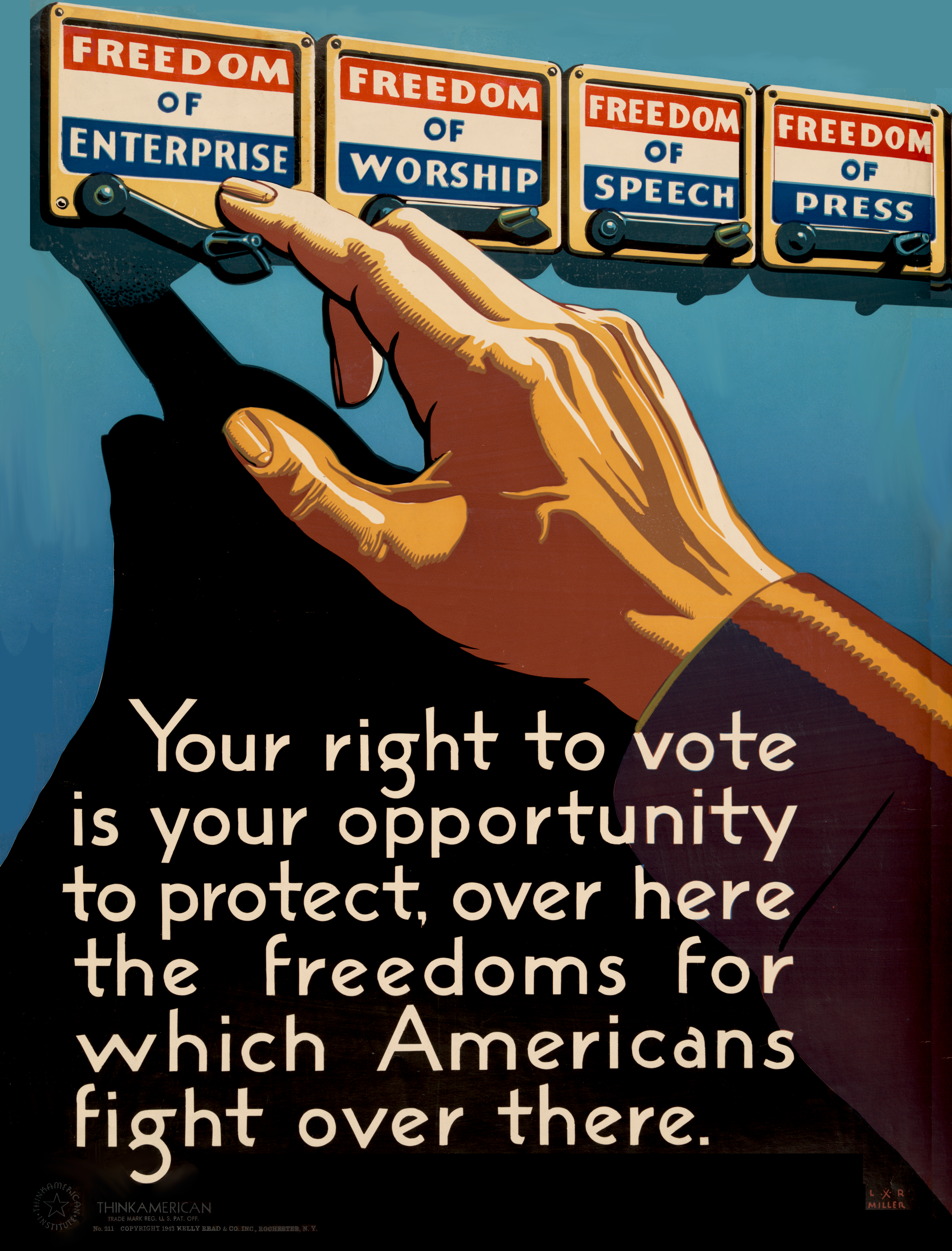 Your Right is Opportunity to Protect Freedoms Antique Voting Poster