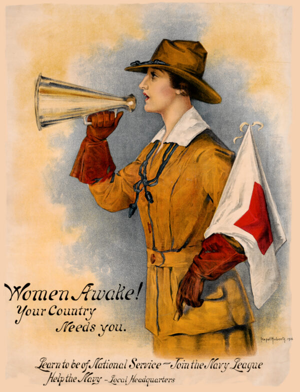 Women Awake Your Country Needs You Learn to be of National Service Navy League Poster