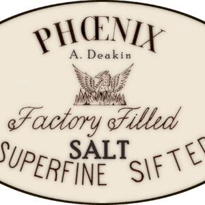 A Deakin's Superfine Sifted Factory Filled Salt Label