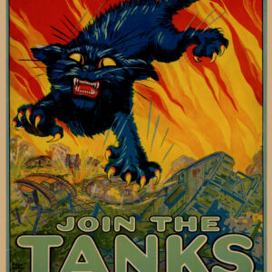 Treat 'Em Rough Join the Tanks Fighting Men US Blue Panther Cat Propaganda Poster
