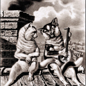 Currier and Ives Music Hath Charms Cat Sign New York