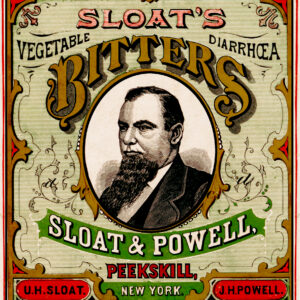 JH Powell and UH Sloat's Vegetable Diarrhoea Bitters Peekskill New York Label