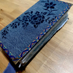 Case Bound 616 Page Handmade Footsteps Denim Soft Cover Junk Journal with Handtorn Paper and Brass Edges