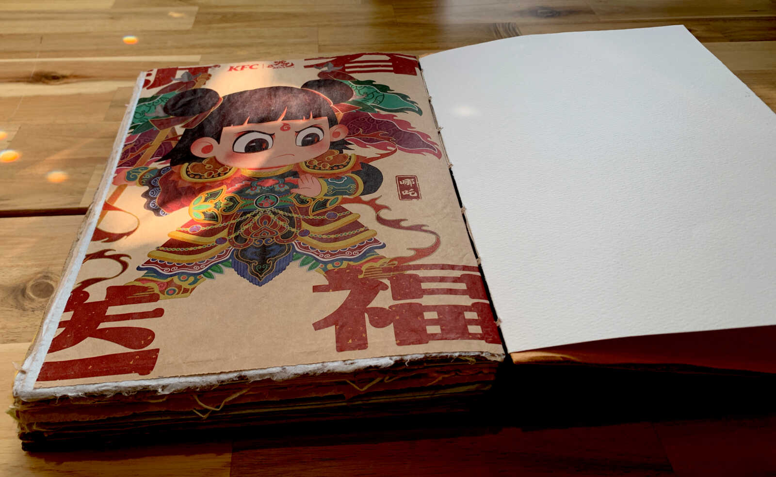 Coptic Bound 234 Page Handmade Fairy Junk Journal with Handtorn Paper in Antique Leather Book Cover with Brass Edges - Image 4