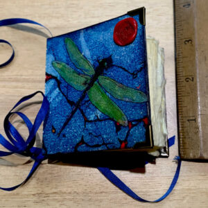 Case Bound 186 Page Handmade Dragonfly Soft Cover Tiny Junk Journal with Handtorn Paper and Brass Edges