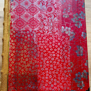 Coptic Bound 374 Page Handmade Chinese Calico Paper Junk Journal with Handtorn Paper in Antique Leather Book Cover with Brass Edges