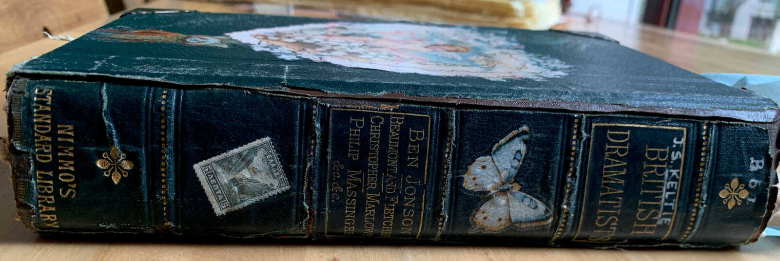 Coptic Bound 182 Page Handmade British Dramatists Junk Journal with Handtorn Paper in Antique Canvas Book Cover with Brass Edges & Ephemera - Image 2
