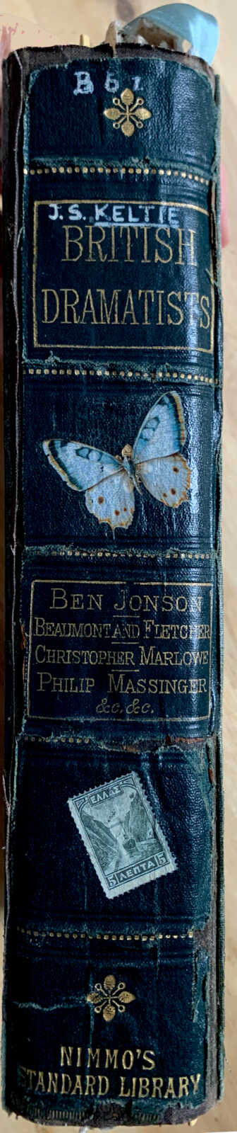 Coptic Bound 182 Page Handmade British Dramatists Junk Journal with Handtorn Paper in Antique Canvas Book Cover with Brass Edges & Ephemera
