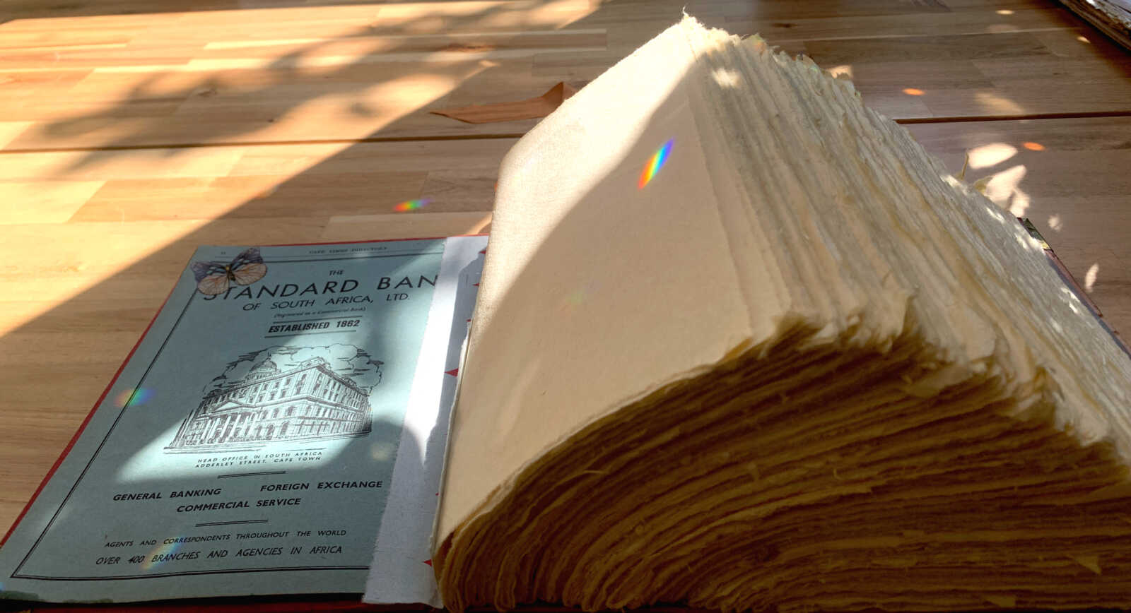 Case Bound Hand Sewn 1,080 page Capetown Directory Junk Journal with Handtorn Paper in Antique Canvas Book Cover with Brass Edges & Ephemera - Image 4