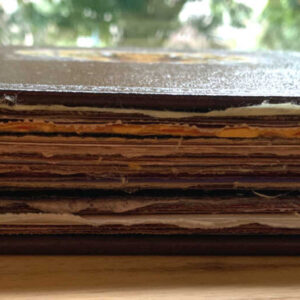 Coptic Bound 234 Page Handmade Tiger Junk Journal with Handtorn Paper in Antique Leather Book Cover with Brass Edges