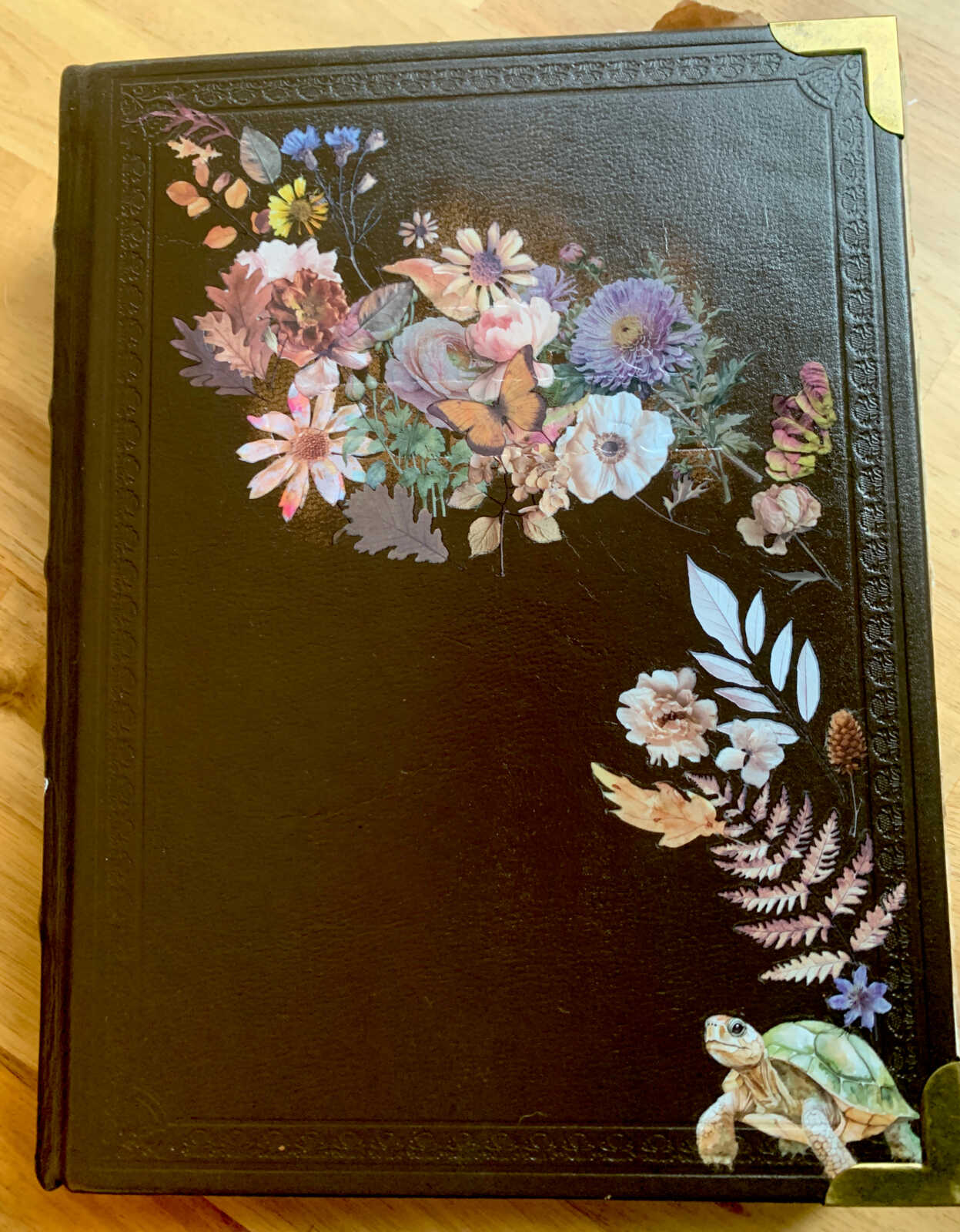 Coptic Bound 234 Page Handmade Fairy Junk Journal with Handtorn Paper in Antique Leather Book Cover with Brass Edges
