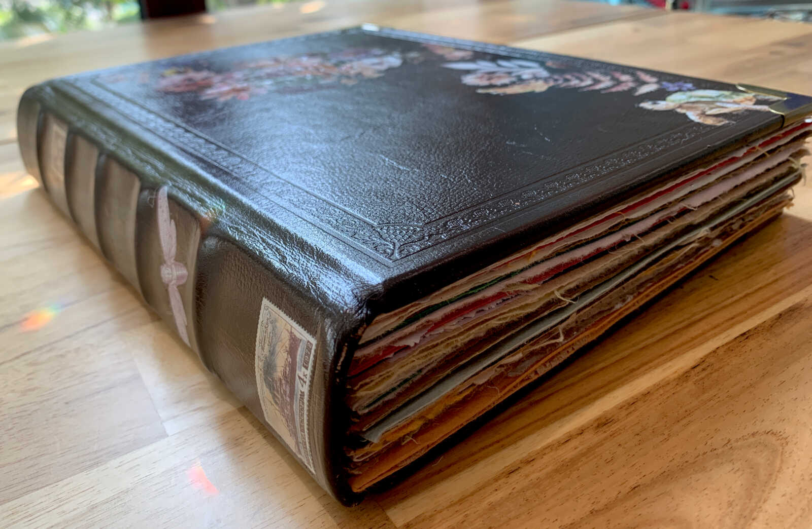 Coptic Bound 234 Page Handmade Fairy Junk Journal with Handtorn Paper in Antique Leather Book Cover with Brass Edges - Image 12