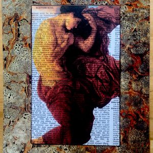Blown Man Straining on an Antique Afrikaans Encyclopedia Page  8 x 10" Folkart #SS308