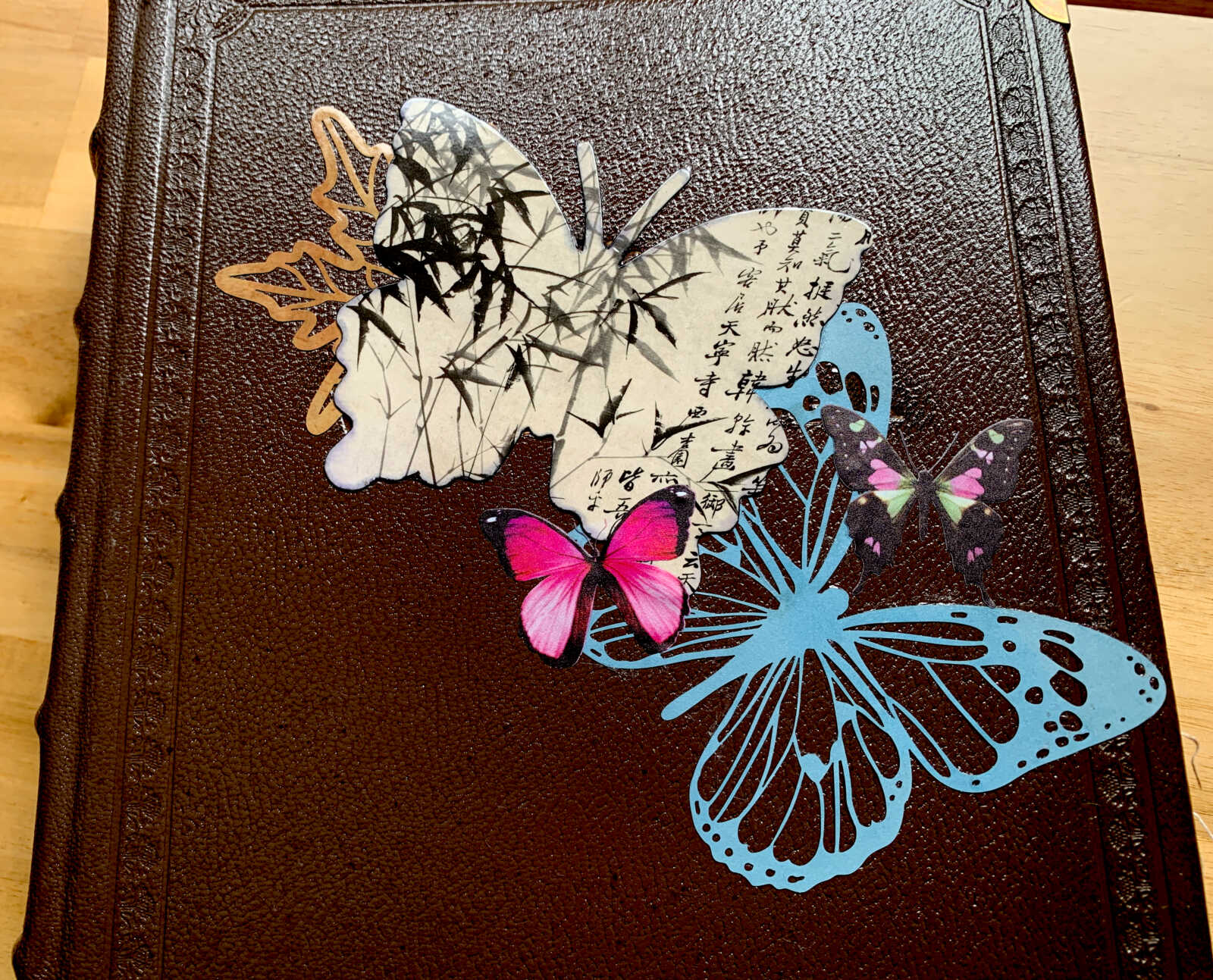Coptic Bound 366 Page Handmade Butterfly "Fly" Valentine Junk Journal with Handtorn Paper in Antique Leather Book Cover with Brass Edges - Image 22