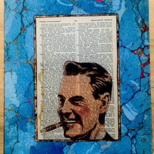 Fancy Pants Smoking Dude on an Antique Pears Cyclopedia Prominent People Book Page 8 x 10" Folkart #SS315