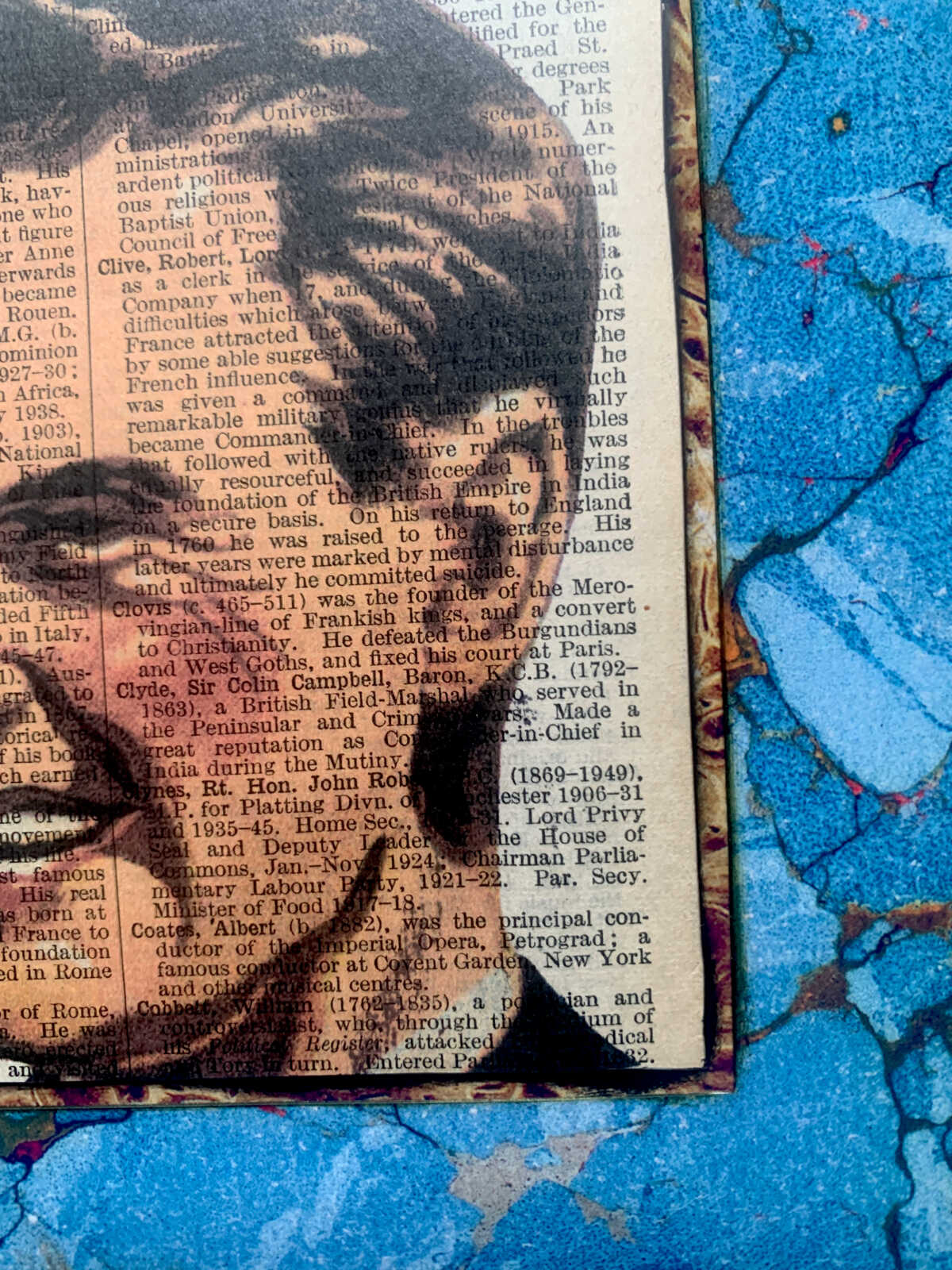 Fancy Pants Smoking Dude on an Antique Pears Cyclopedia Prominent People Book Page 8 x 10" Folkart #SS315 - Image 2