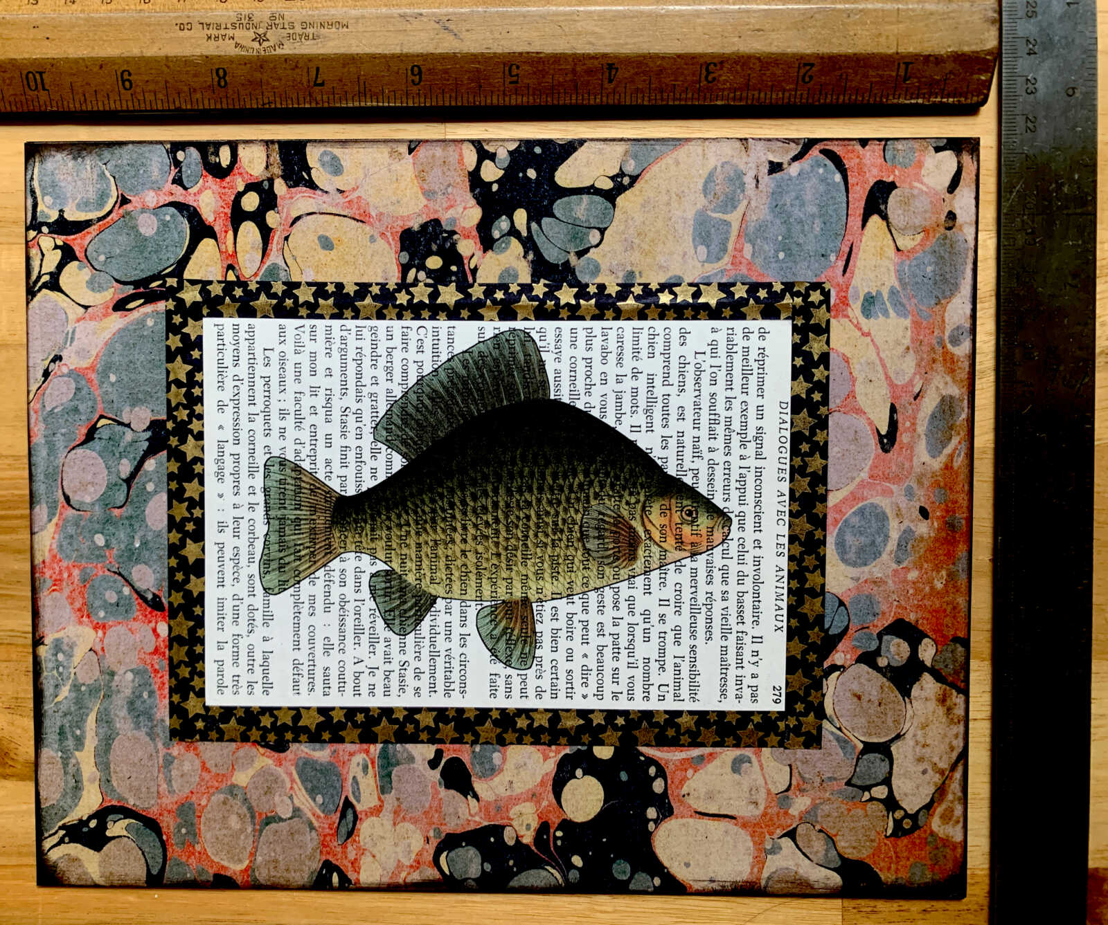 Fat Embarrassed Fish Lithograph on an Antique Dialogues Avec les Animaux French Book Page 8 x 10" Folkart #SS326 - Image 8