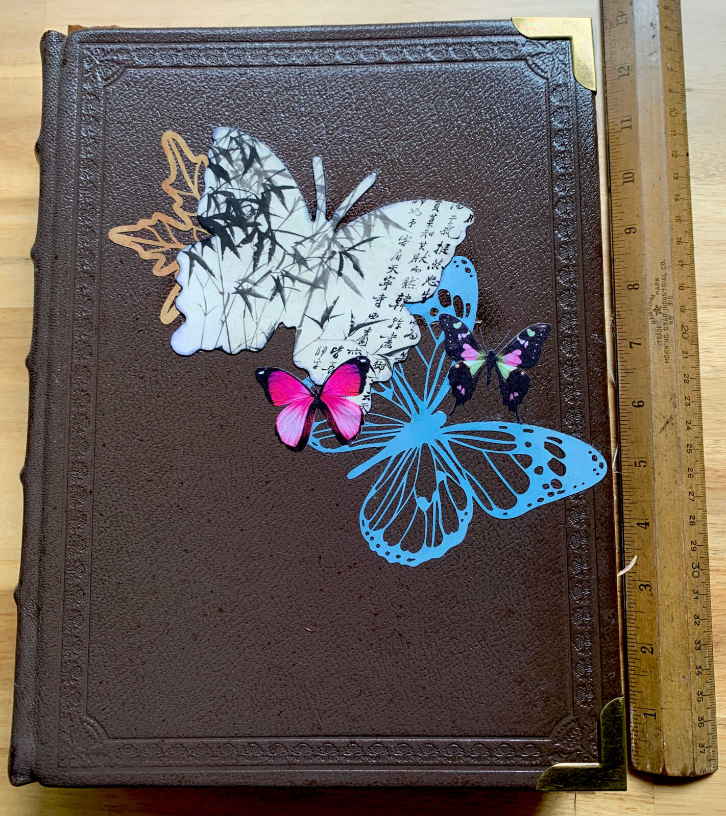 Coptic Bound 366 Page Handmade Butterfly "Fly" Valentine Junk Journal with Handtorn Paper in Antique Leather Book Cover with Brass Edges - Image 31