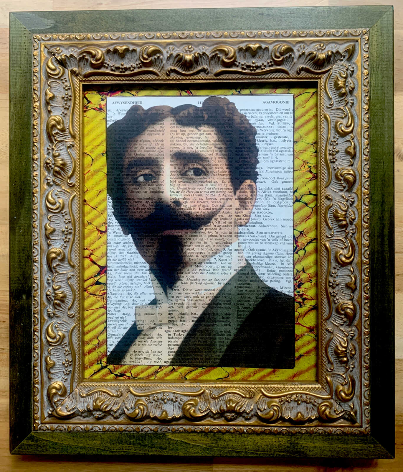 Debonair Glancing Man on an Antique Afrikaans Encyclopedia Page 8 x 10" Folkart #SS310 - Image 5