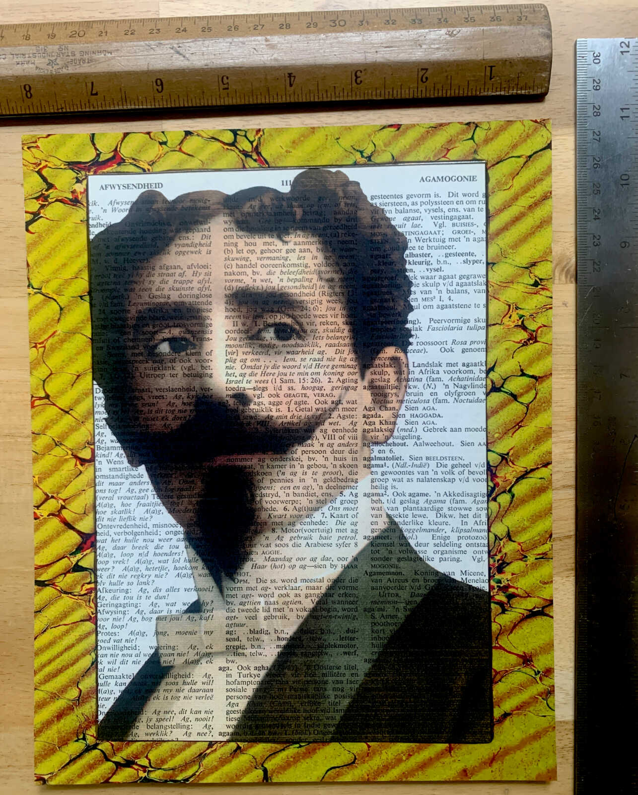 Debonair Glancing Man on an Antique Afrikaans Encyclopedia Page 8 x 10" Folkart #SS310 - Image 4