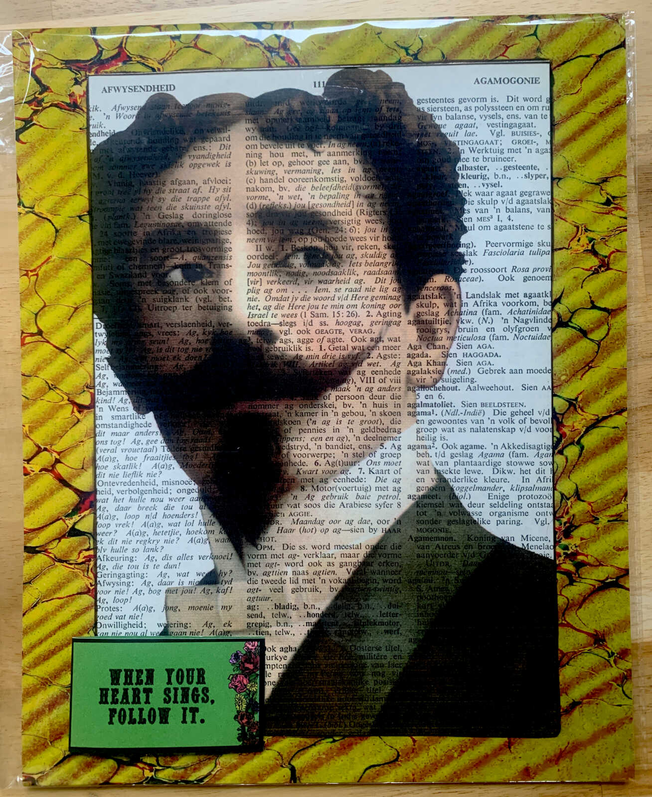 Debonair Glancing Man on an Antique Afrikaans Encyclopedia Page 8 x 10" Folkart #SS310 - Image 3