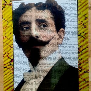 Debonair Glancing Man on an Antique Afrikaans Encyclopedia Page  8 x 10" Folkart #SS310
