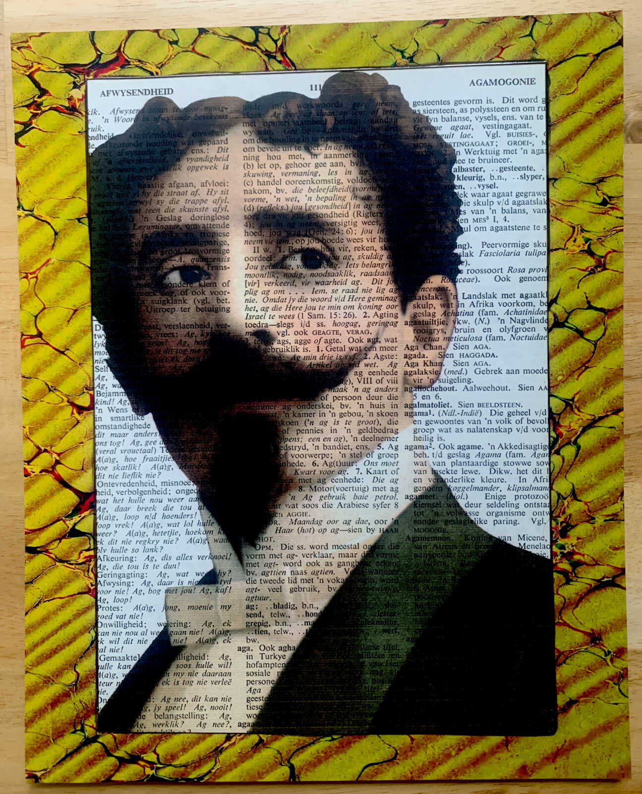 Debonair Glancing Man on an Antique Afrikaans Encyclopedia Page 8 x 10" Folkart #SS310