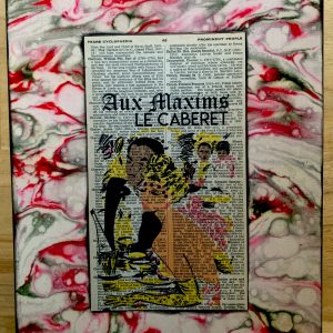 Le Caberet Aux Maxims Interracial Glam Canadian Couple in Black Tie on an Antique Pears Cyclopedia Prominent People Book Page 8 x 10" Folkart #SS328