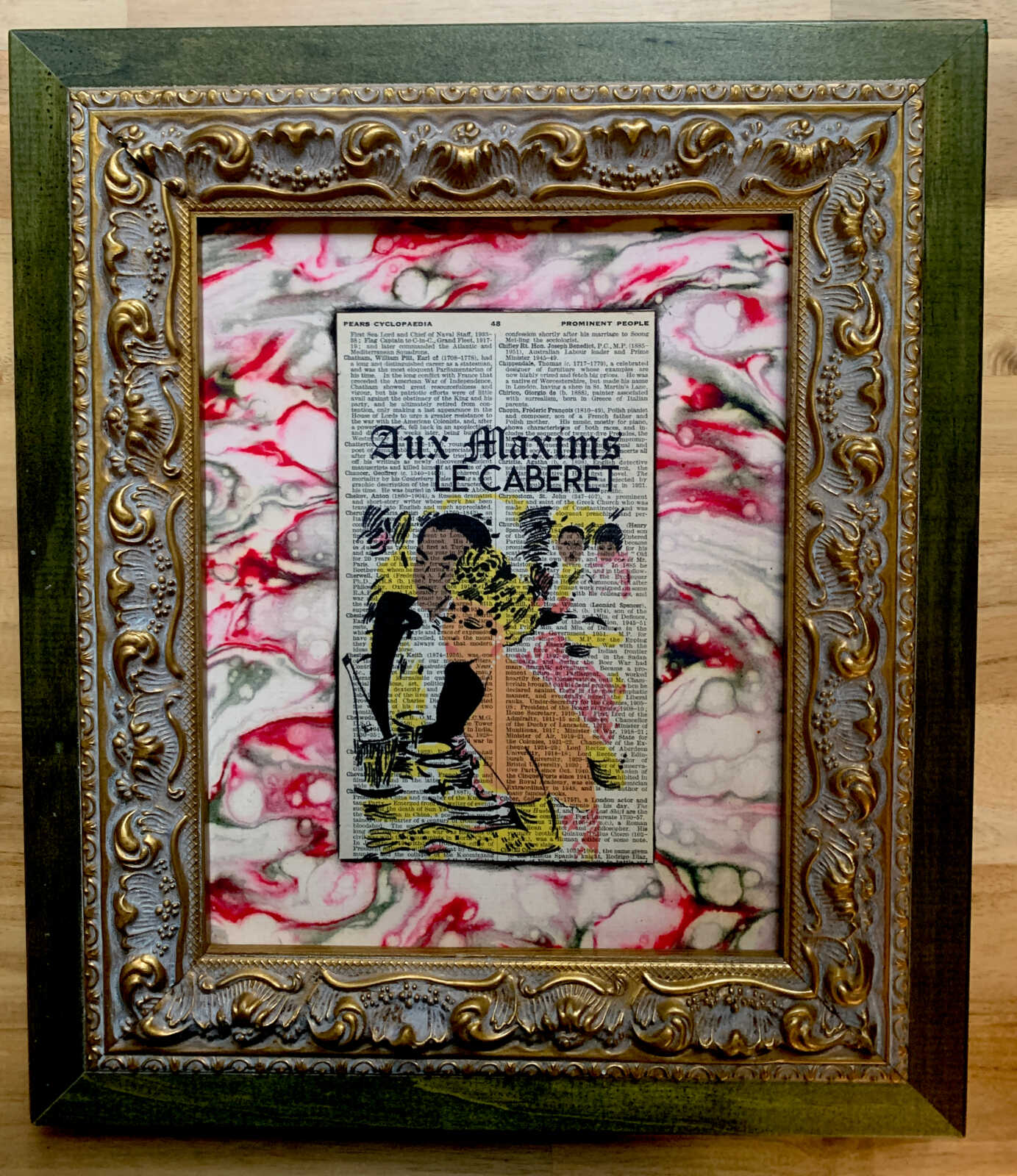 Le Caberet Aux Maxims Interracial Glam Canadian Couple in Black Tie on an Antique Pears Cyclopedia Prominent People Book Page 8 x 10" Folkart #SS328 - Image 10