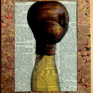 OK Apples Boxing Glove on an Antique Afrikaans Encyclopedia Page 8 x 10" Folkart #SS313