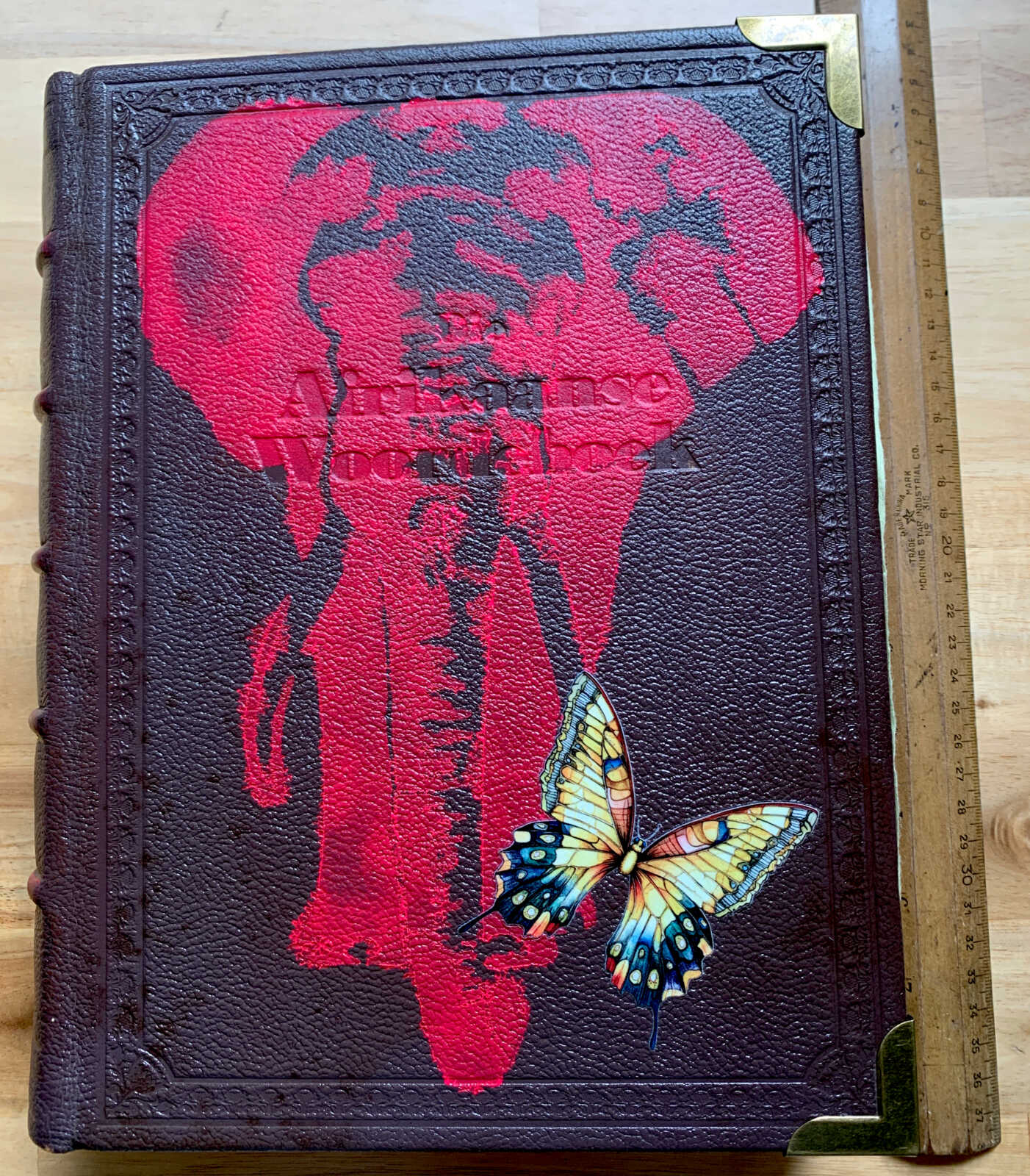 398 Page Coptic Bound Bridal Pink Elephant Junk Journal with Handtorn Paper in Antique Leather Book Cover with Brass Edges - Image 10