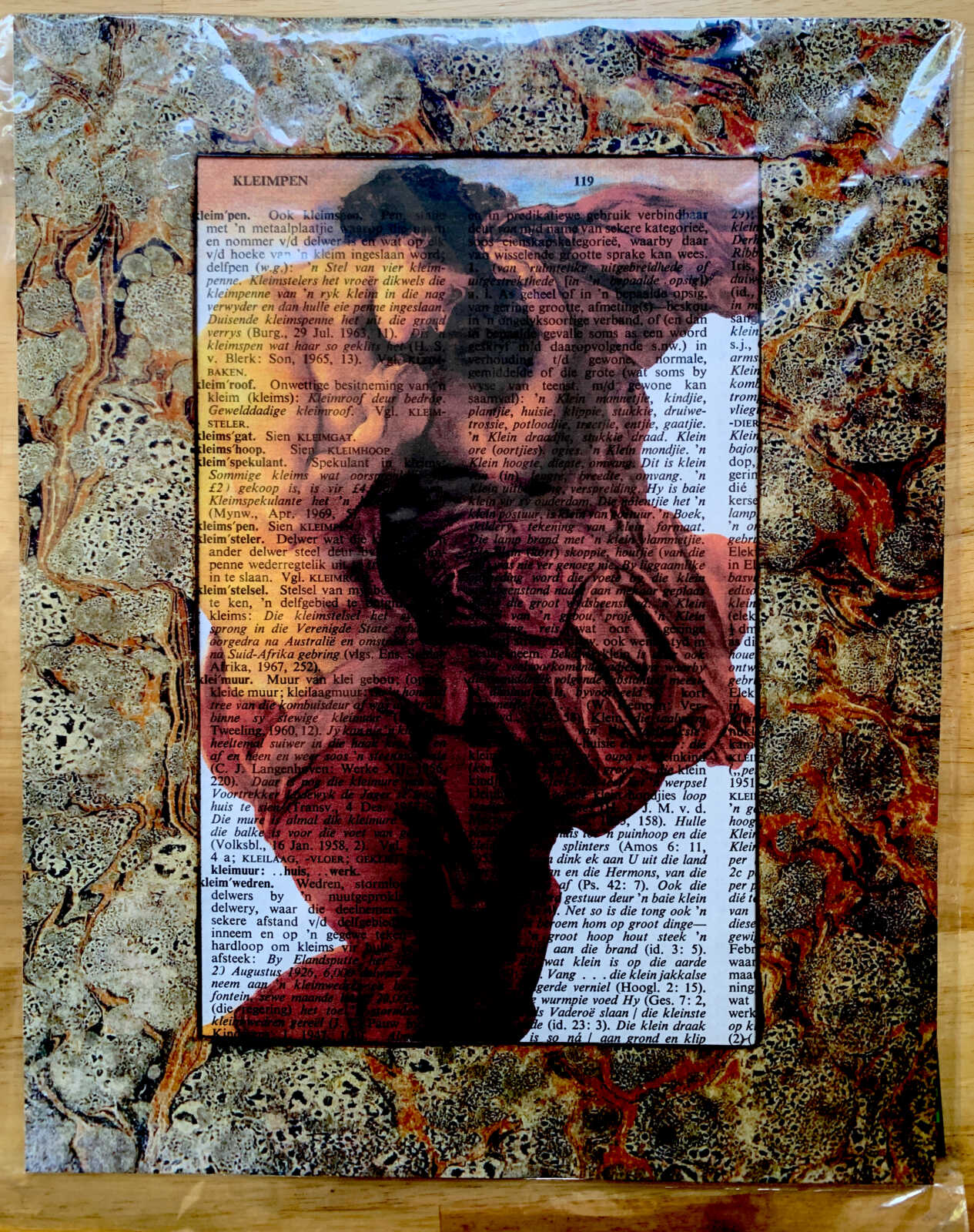 Blown Man Straining on an Antique Afrikaans Encyclopedia Page 8 x 10" Folkart #SS347 - Image 3