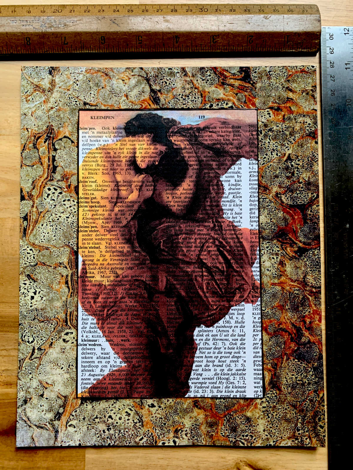 Blown Man Straining on an Antique Afrikaans Encyclopedia Page 8 x 10" Folkart #SS347 - Image 10