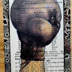 Boxing Glove Smashing on an Antique Child's Lesson Page 5 x 7" Folkart #PS919